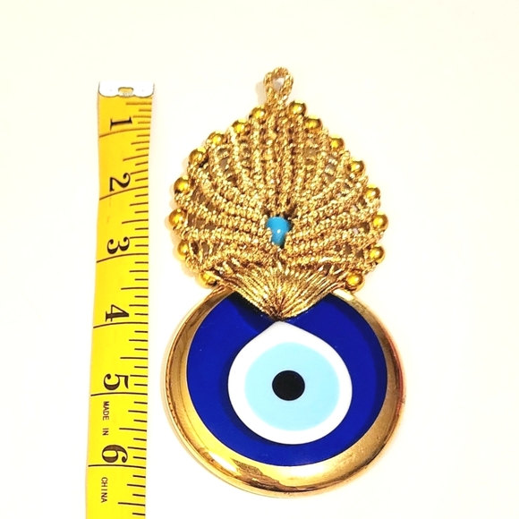 Evil Eye with Golden Color Macrame Wall Hanging Home Decoration - Picture 3 of 3